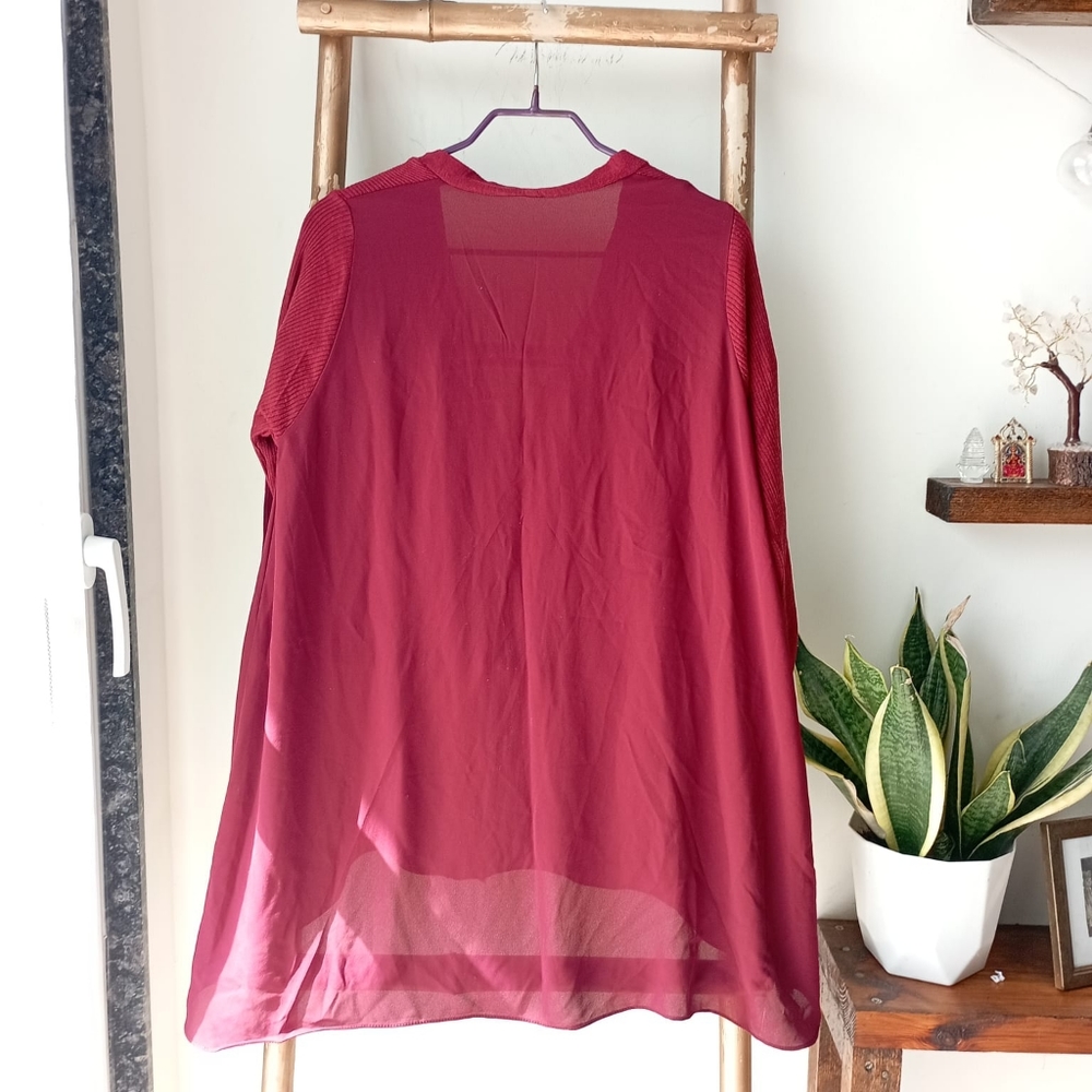 Maroon Sheer and Fineknit Top - Picture 9 of 11